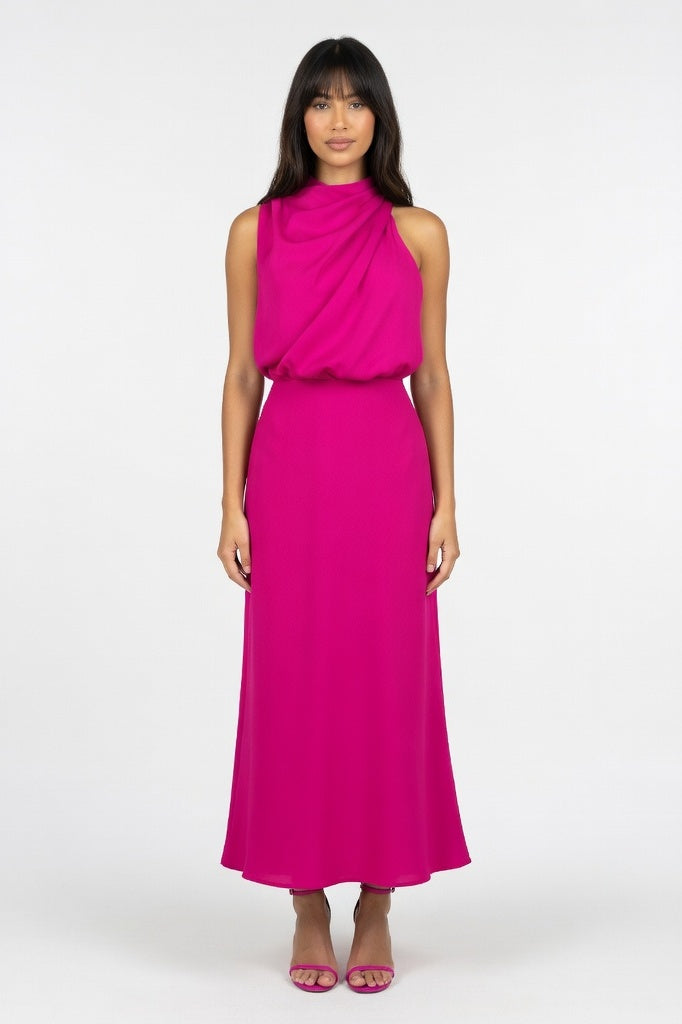 Satin Sleeveless Dress — Rose Red
