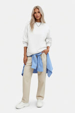 Round Neck Cotton Sweatshirt — White
