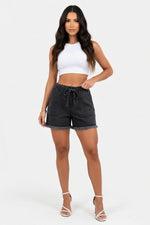 Raw Edge Denim Shorts — Dark Grey