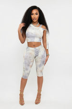 One Shoulder Leopard Co-Ord Set — front view