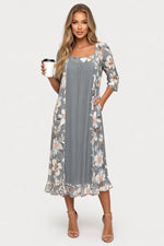 Colour Block Print Shirt Dress — front view