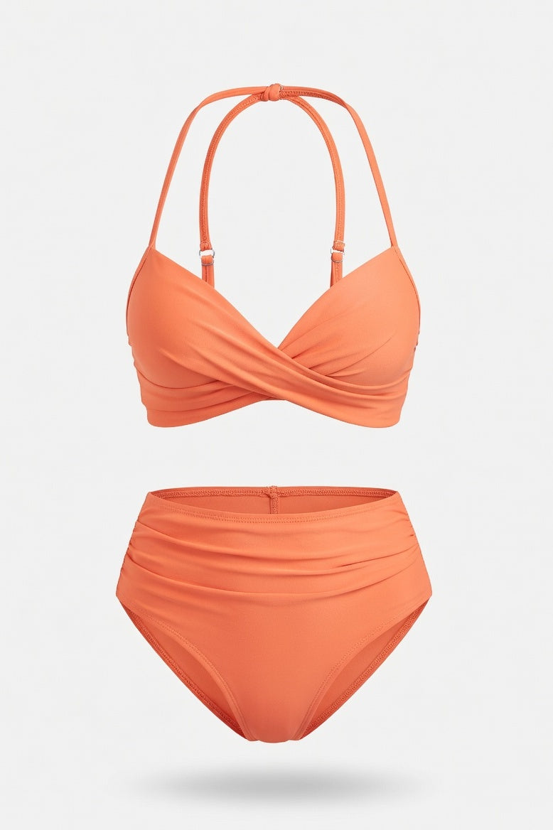Structured Triangle Bikini Set — Orange