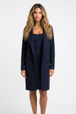 Tailored Wool-Blend Coat — Blue Grey