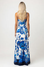 Printed V-Neck Halter Dress — back view