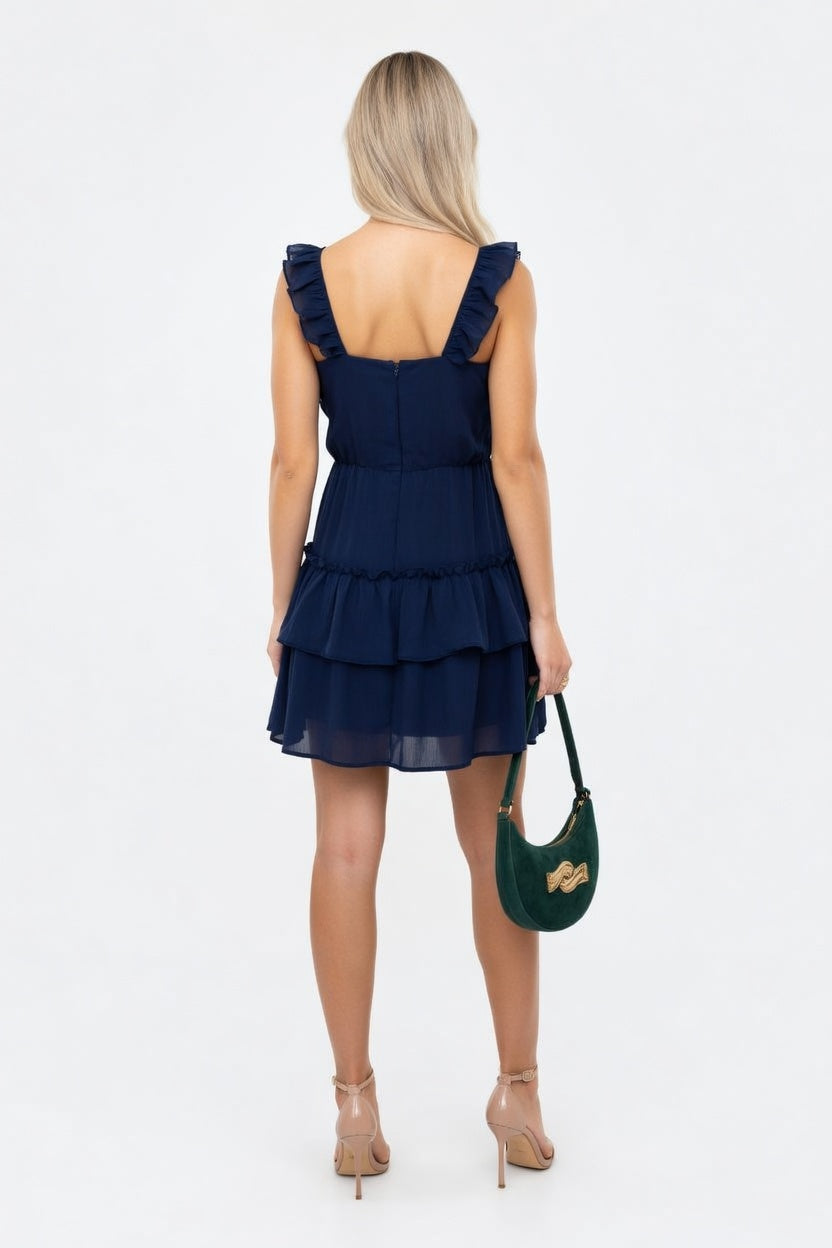 Ruffle Midi Dress — back view