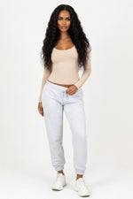 Viscose Long Sleeve Bodycon Top — Apricot