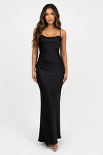 Mesh Backless Halter Dress — Black