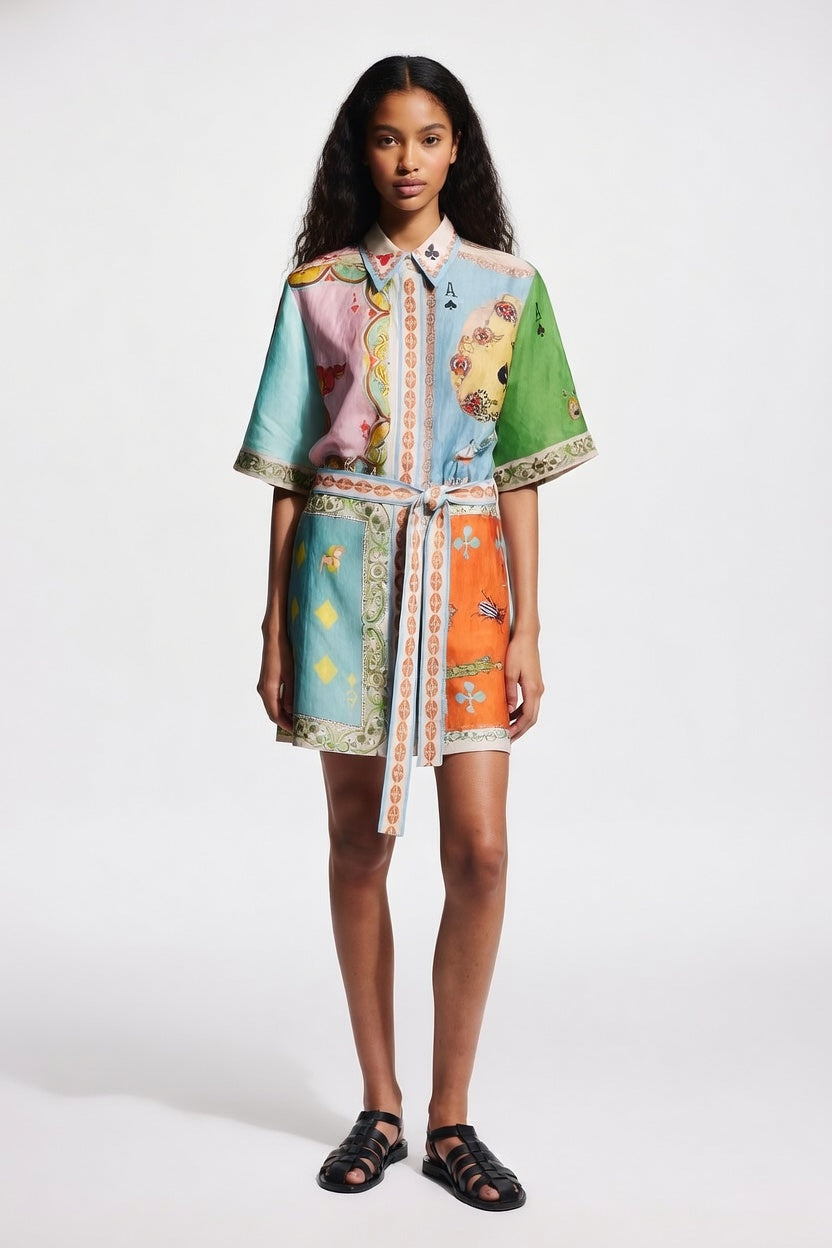 Printed Midi Dress — front view
