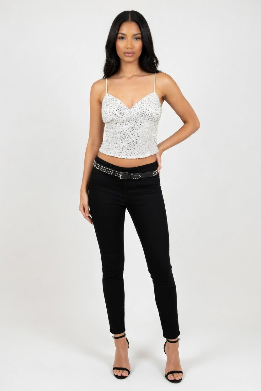 Beaded Halter Top — front view