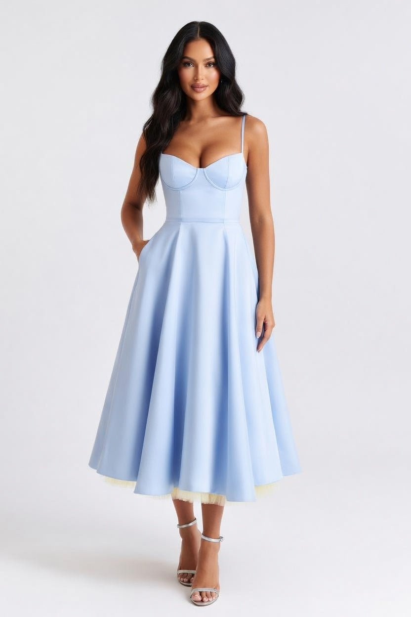 Mesh Double Layer Halter Dress — Pink Print