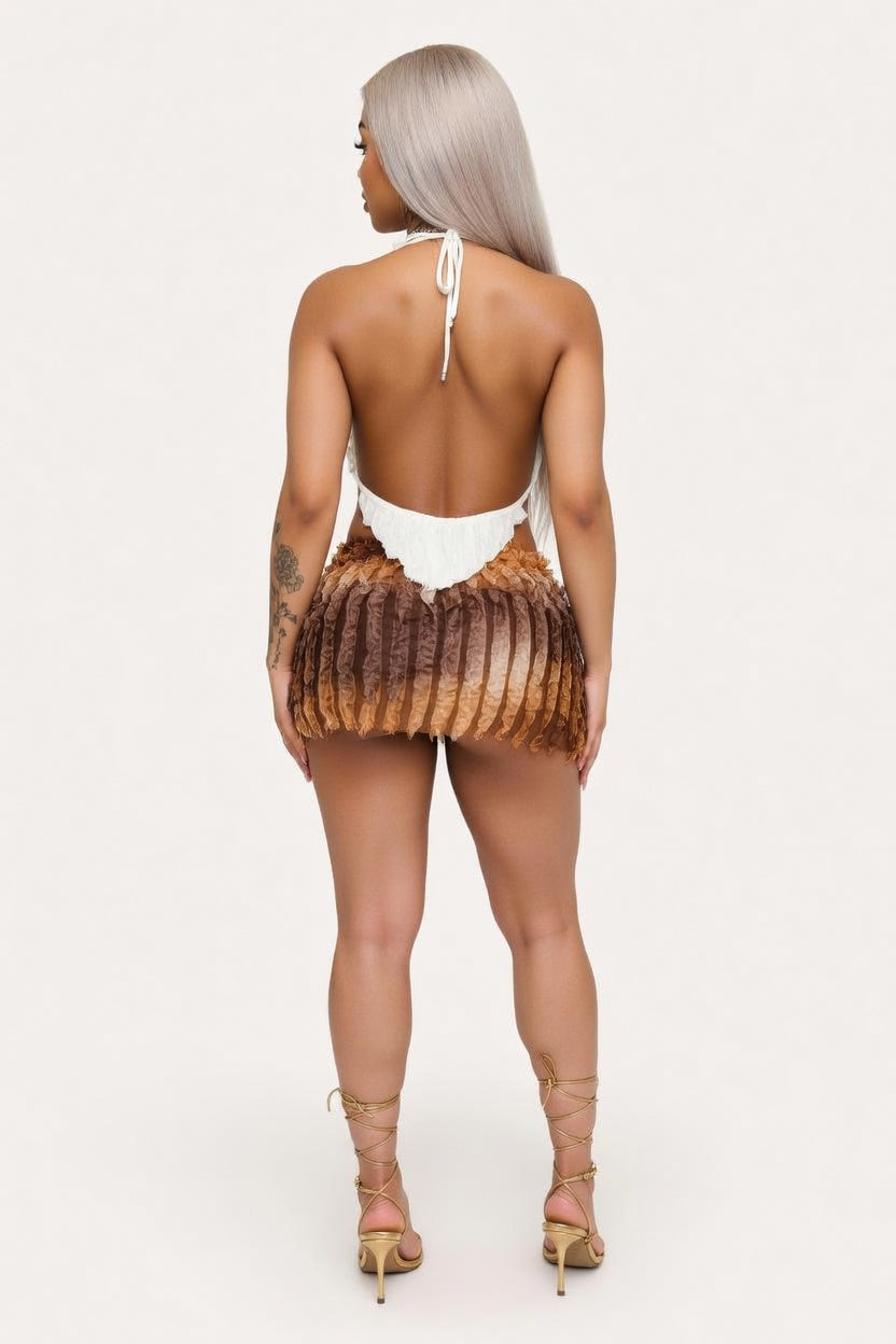 Striped Halter Co-Ord Set — back view