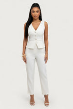 Sleeveless Vest & High-Waisted Trousers Co-ord — front view