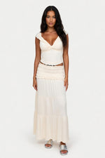 V-Neck Vest Top & Pleated Mini Skirt Co-Ord — Apricot Top