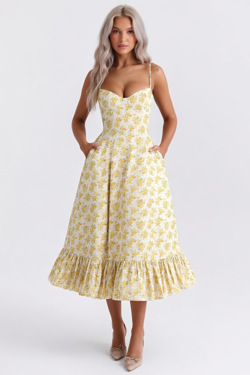 Mesh Double Layer Halter Dress — Off White