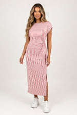 Striped Long Sleeve Dress — Pink
