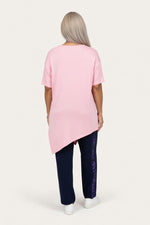 Irregular Cut Mid-Sleeve T-Shirt — back view