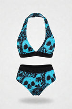 Skull Print One-Piece Swimsuit — Cracked Floral