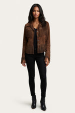 Brown Suede Tassel Jacket — front view