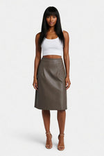 Leather-Look Mini Skirt — front view