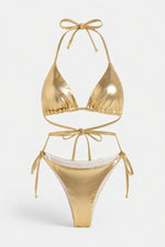 Lace-Up Bikini Set — Gold Foil