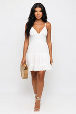 Lace Panel Suspender Dress — White