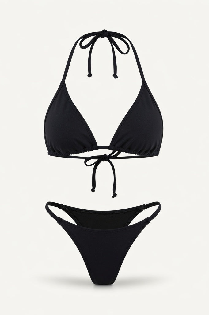 Solid Two-Piece Bikini — Black