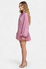 Lace Insert V-Neck Print Dress — side view