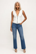 V-Neck Western Vest Top — White