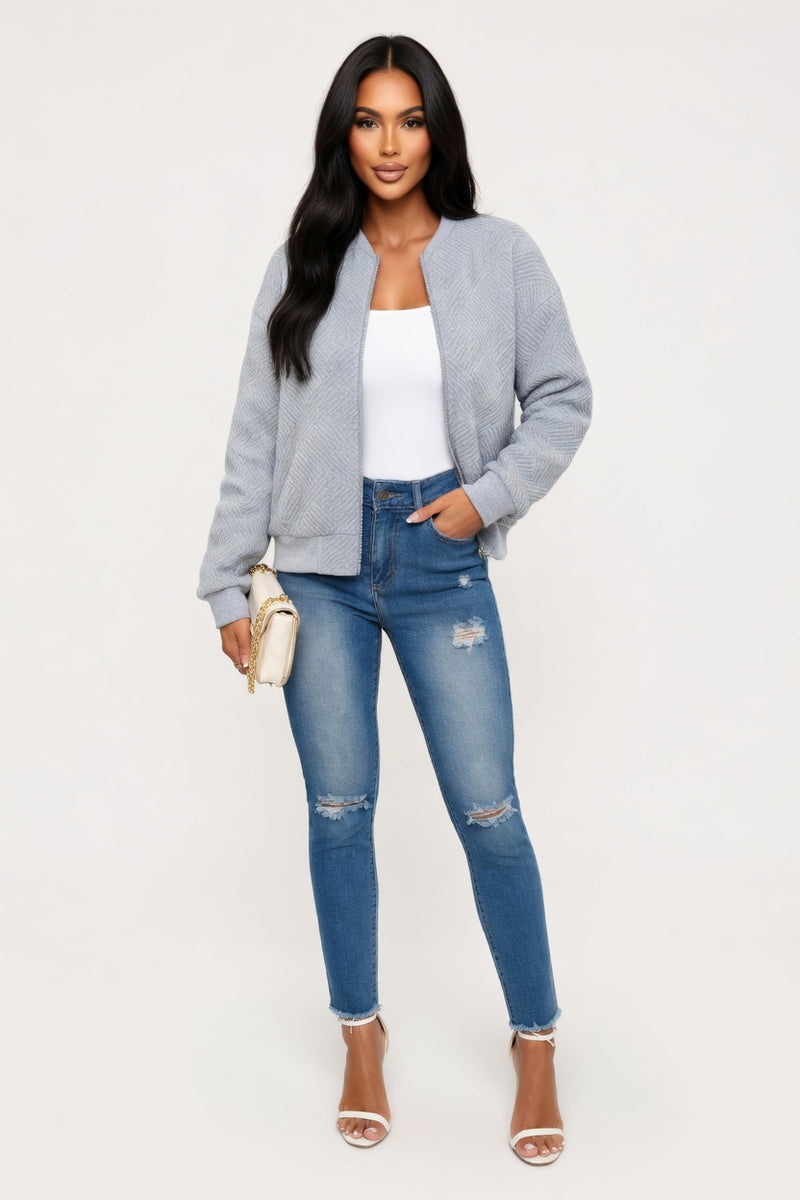 Plaid Zipper Jacket — Army Green