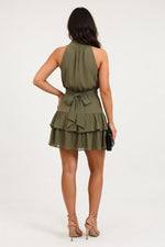 Halter Neck Ruffle Dress — back view