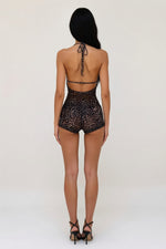Leopard Print Halter Top & Shorts Co-ord — back view