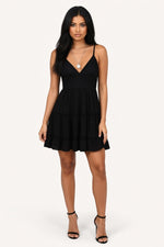 Lace Panel Suspender Dress — Black