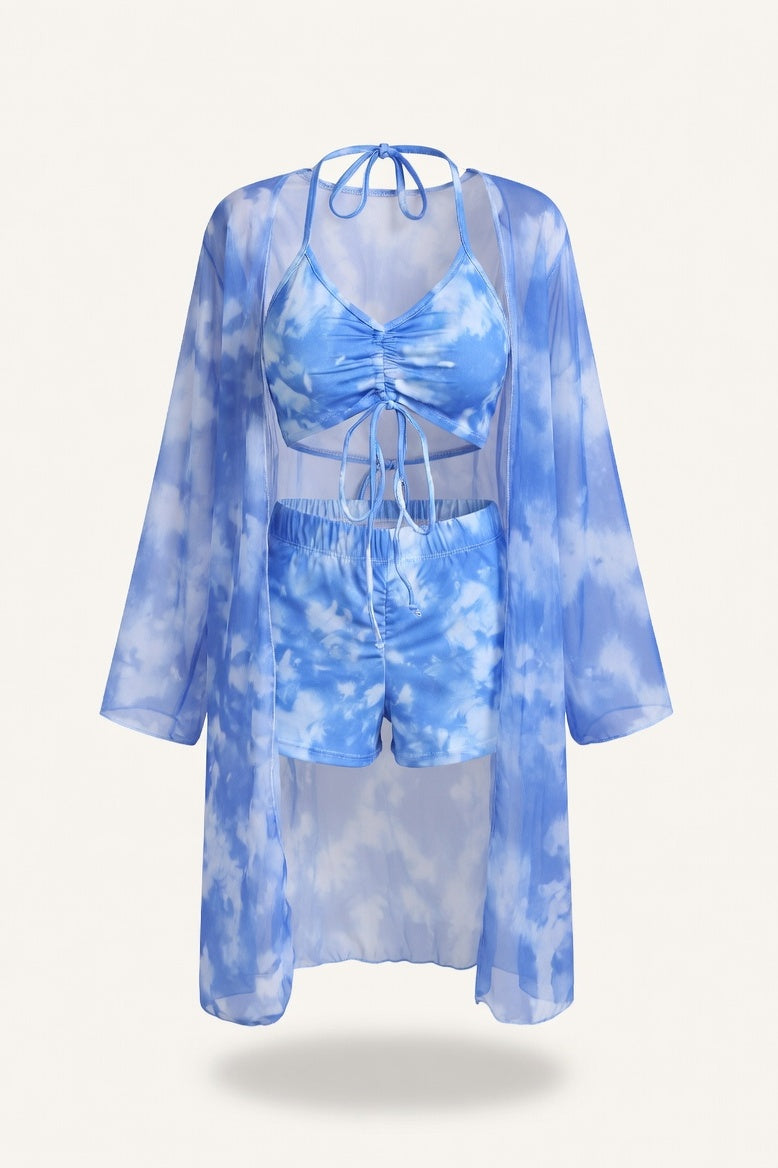 Mesh Three-Piece Swimwear Set — Pattern 11