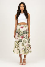 Leopard Print Elastic Waist Skirt — Apricot