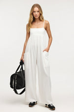 Off-Shoulder Column Dress — Beige