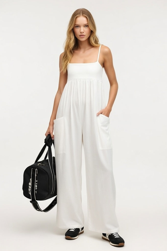 Off-Shoulder Column Dress — Beige