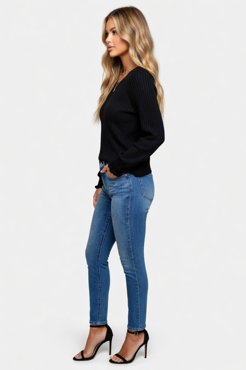 Micro-Puff Sleeve Knit Top — side view