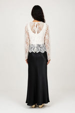 Satin Side Slit Midi Skirt — back view