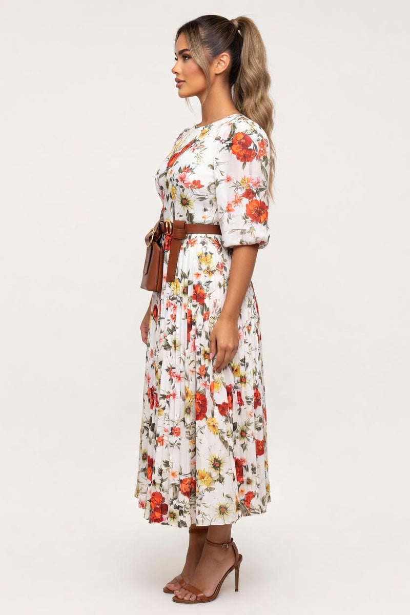 Chiffon Floral Maxi Dress — side view