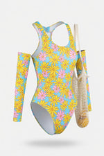Printed Long-Sleeve Swimsuit — side view