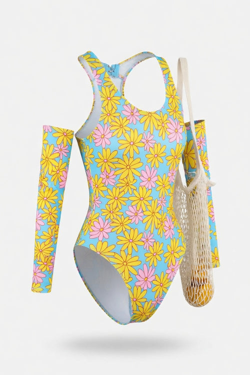 Printed Long-Sleeve Swimsuit — side view