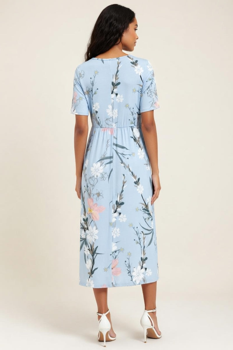 Round Neck Printed Dress — back view
