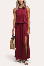 Modal Halter Midi Dress — Burgundy