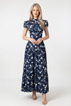 Printed Cut-Out Midi Dress
