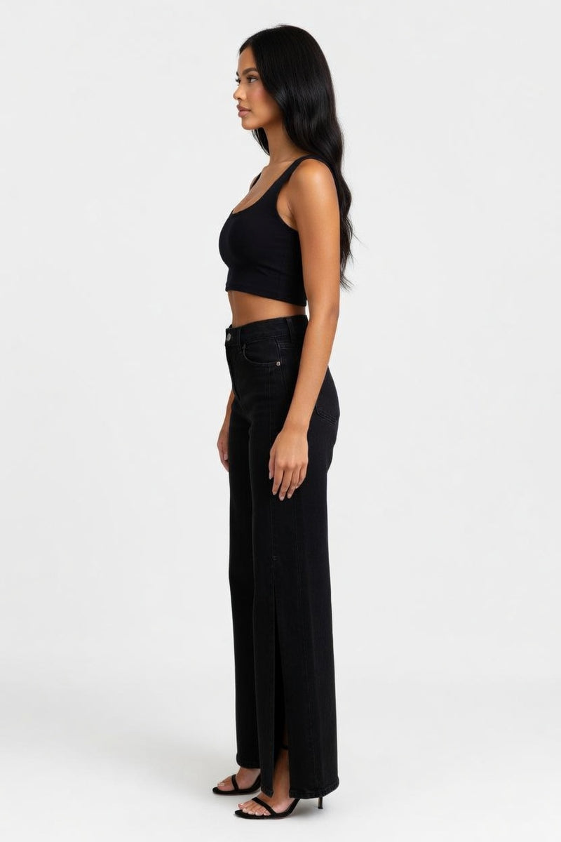 High Waist Straight Leg Jeans — side view