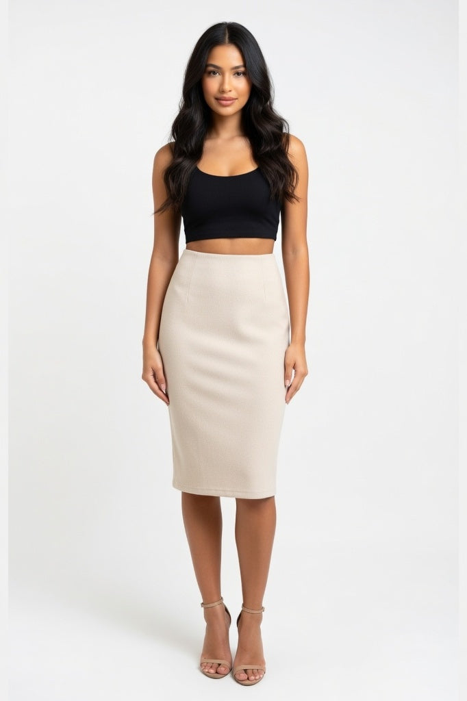 Suede Mini Skirt with Front Slit — White