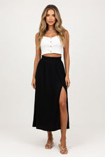 High Waist Split Maxi Skirt — Black