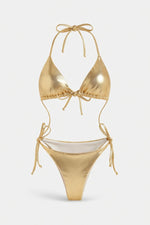 Lace-Up Bikini Set — Gold Foil