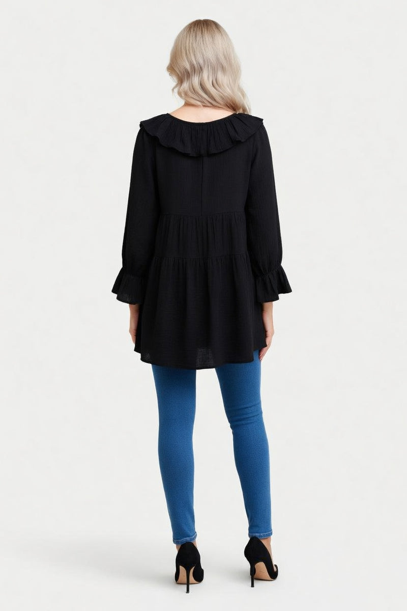Ruffle V-Neck Lace-Up Top — back view