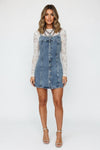 Distressed Denim Halter Dress